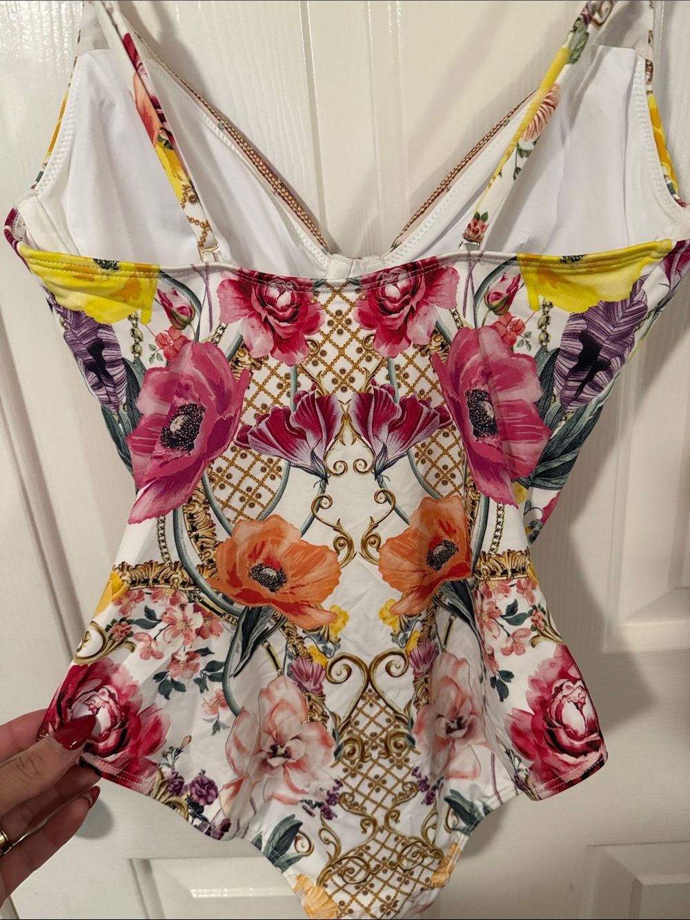 Camilla Floral One-Piece Swimsuit in Pink, Yellow, Orange - Picture 11 of 11